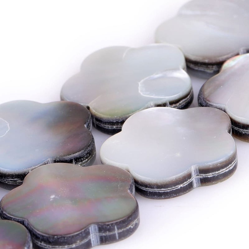 JOE FOREMAN 20mm Shell Semi Precious Gemstone Double Sides Carved Flower Loose Beads for Jewelry Making DIY Handmade Craft Supplies 15" - Image 2